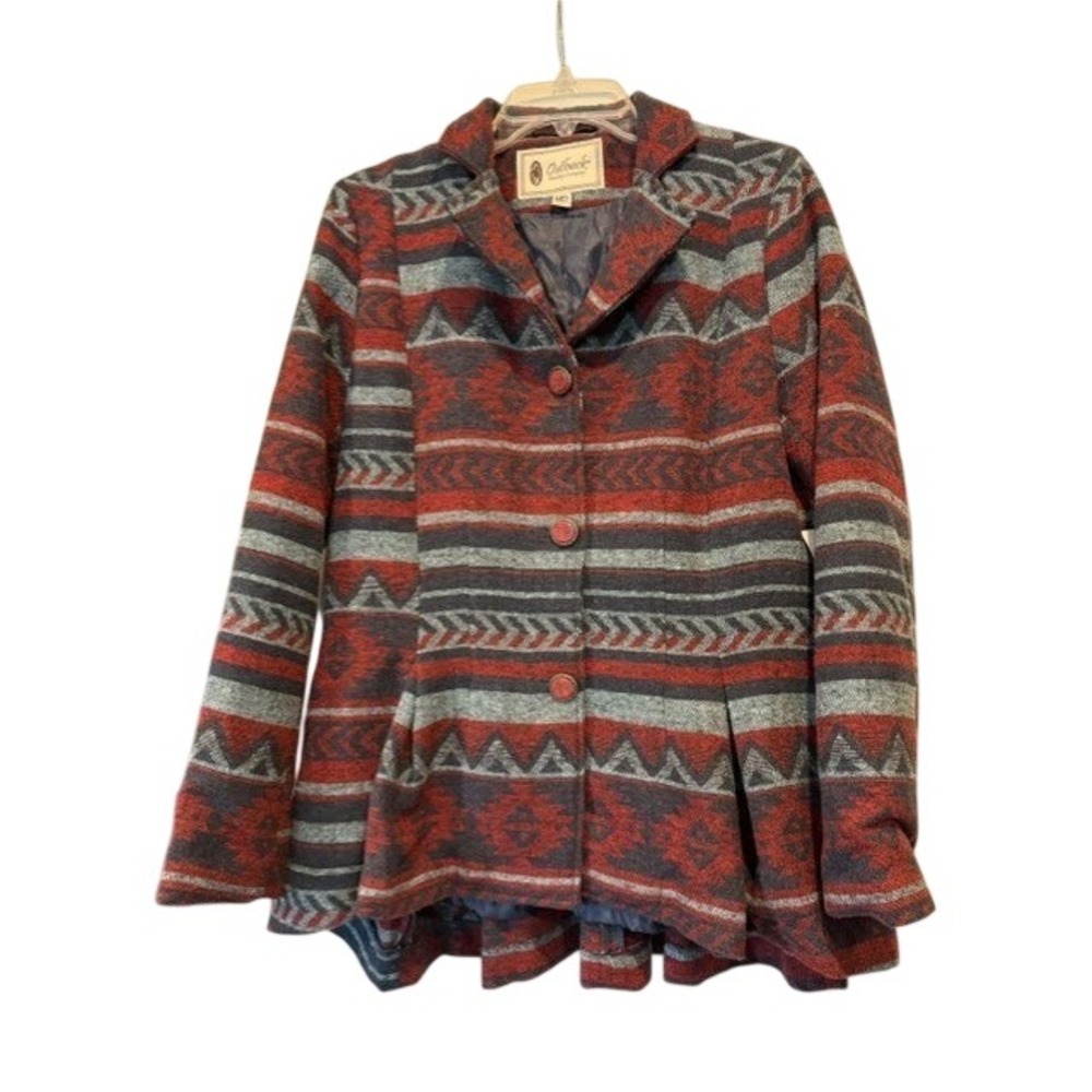 Outback Trading Co Blaire Jacket Womens M Southwestern Aztec Western Peplum NWT